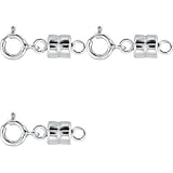 SWONVI 3 Pack-.925 Sterling Silver 4mm Strong Earth Magnetic Converter Connector for Necklaces, Bracelets, Anklets with 5mm Spring Ring Jewelry Clasps (925 Sliver 3 pcs S)