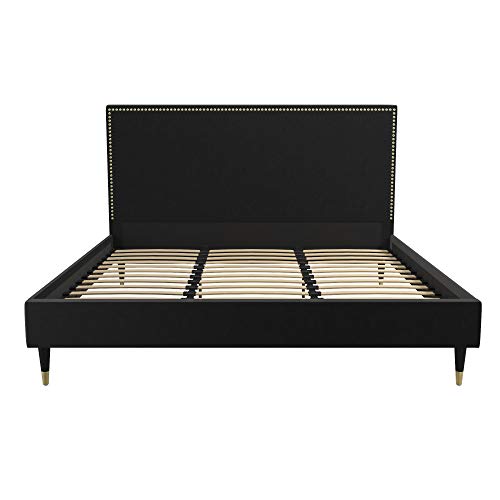 CosmoLiving by Cosmopolitan Audrey Upholstered, Black Velvet, King Size Frame Bed Pricepulse
