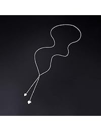YinShan Long Chain Dainty Necklace Simple Style 925 Sterling Silver Pendant Adjustable Y Shaped Necklace Jewelry