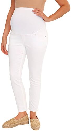 Great Expectations Maternity Full Panel Ankle Length Skinny Jeans (L/G (12-14, White)
