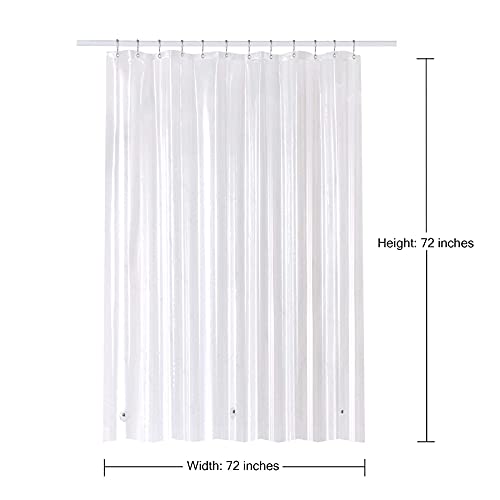 Titanker Plastic Shower Curtain Liner, 72 x 72 Inches PEVA 8G Shower Liner with 3 Magnets, Heavy Duty Waterproof Shower Curtain 12 Metal Grommet Holes for Bathroom, Hotel, Bathtub-Clear