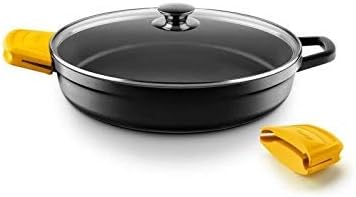 Castey Shallow Casserole with Tempered Glass Lid, 32 cm