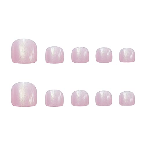 YONAIL 24pcs/set False Toenails Kit Press On Toenails for Women Acrylic Fake Toenails Sticker On for Women Girls Full Cover Toenails Kit Decoration Pink