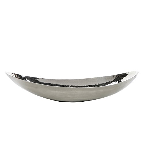 Hosley 13.5 Inch Hammered Stainless Steel Oval Bowl Ideal for Orbs and
