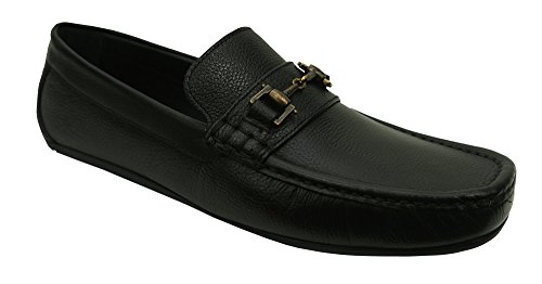 Andrew Fezza AF-L9506 Tim Leather Saddle Bit Buckle Driver Shoes, Black Size-9