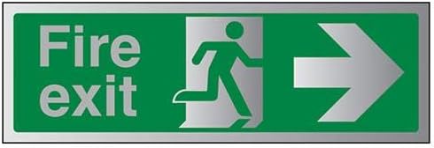 Cartello Uscita Antincendio Freccia Destra Vsafety 14004bj-r2 - 450x150 Mm - Plastica Rigida 2 Mm - Norme EN ISO 7010 - 2