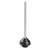 mDesign Toilet Plunger for Bathroom - Black/Brushed Stainless Steel