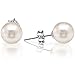 PAVOI Handpicked AAA+ 14K White Gold Round White Freshwater Cultured Pearl Earrings | Pearl Earrings for Women - 5mm