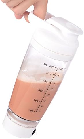 Protein Shaker Bottle Automatic Electric Milk Coffee Powder Self Mixing Cup, Vortex Portable Sports Mixer for Man Woman Gym, USB Rechargeable Mixer Bottle, 100% BPA Free Leak Proof, 20oz 600ml White