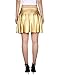 HDE Women's Shiny Liquid Metallic Wet Look Flared Pleated Skater Skirt Gold - S