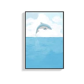 Framed Canvas Wall Art for Living Room, Bedroom Dolphins Canvas Prints for Home Decoration Ready to Hanging - 16x24 inches