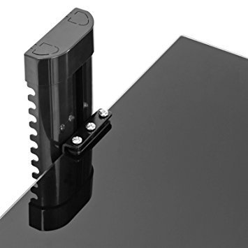 Evokem Wall Mount DVD DVR Bracket, Adjustable Dual Glass Shelf for DVD Players, Cable, Boxes, Games, Consoles and TV Accessories