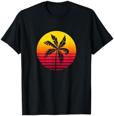 Amazon.com: 80s Sunset Vintage & Retro Palm Tree/Orange Gradient T