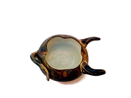 Animal-like hand thrown ashtray red and brown, with tail and horns