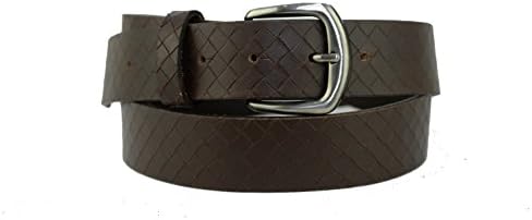 Handmade brown blank leather belt with net imprint and snaps patent for buckles. Belt number 2151