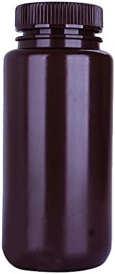 KOKEE Amber Round Wide Mouth Bottles 500ml ， HDPE Chemicals Storage Reagent Bottle