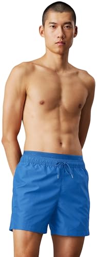 Calvin Klein Short de Bain Homme Medium Double avec Cordon de Serrage, Bleu (Patch of Blue), M