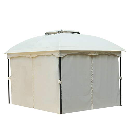 AyaMastro White 2Tier 9.8'L Outdoor Gazebo Canopy Shelter Tent w/Sidewall with Ebook