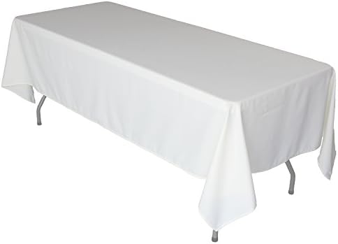 FantasyDeco Rectangular Polyester Fabric Tablecloth, Ivory, 60x126-inch