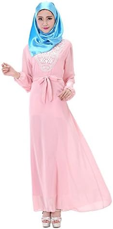 Hengzhi Muslim Women's Long Sleeve Abaya Light Cute Kimono Dress Kaftan Gown