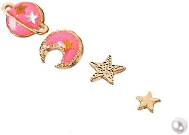 Hypoallergenic Fashion Trendy Cute Charm Fantasy Planet Universe Earrings ear Clip Jewelry, pink
