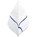 [50 Pack] White Paper Chef Hat with Blue Stripe - Disposable Cap for Food Server