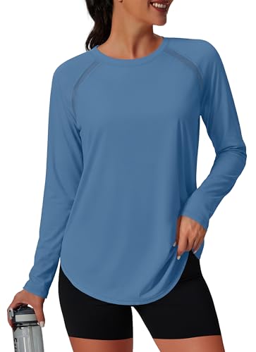 NIASHOT Womens Workout Tops Long Sleeve Moisture Wicking Gym… at Amazon