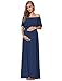 Ecavus Womens Off Shoulder Maternity Dress Ruffle Trim Maxi Photography Dress for Baby Shower