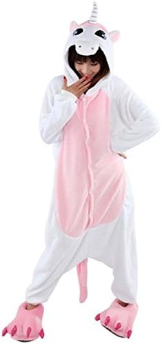 WOWcucos Unisex Adult pink unicom Onesies Animal Cosplay Costume Halloween Xmas Pajamas--L