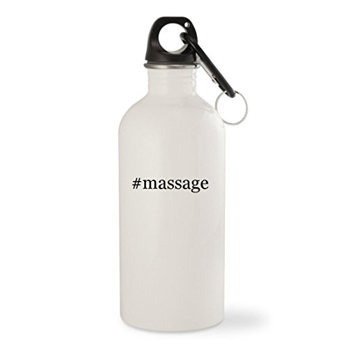 #massage - White Hashtag 20oz Stainless Steel Water Bottle with Carabiner