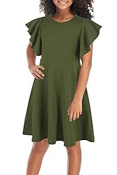 GORLYA Girl's Flutter Sleeve Stretchy A-Line Swing