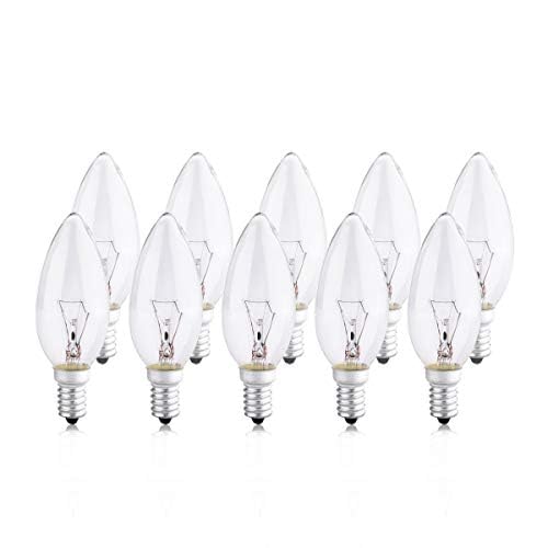 Pack of 10 Small Screw Candle Bulbs, Clear Edison Screw in Bulb SES /e14, 240V