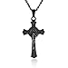 HZMAN Stainless Steel Saint St St. Benedict Crucifix Cross Pendants Necklace INRI (Black)