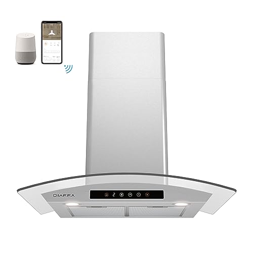 Wall Mount Range Hood 30 inch 450 CFM, Smart Range Hood with Voice Control, Compatible with Alexa/Google Home/Smart Life Assistant, Vent Hood for Kitchen with 3 Speed Fan, Stainless Steel, CAS75502W
