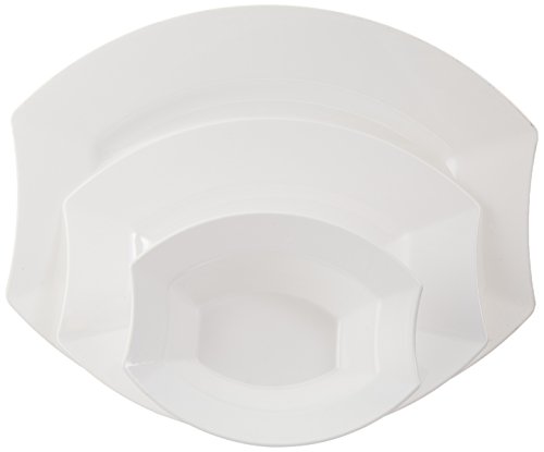 Table To Go 'I Can't Believe Its Plastic' 225 Piece Set - 75 9.5" Dinner Plates, 75 7.5" Salad Plates &amp; 75 18 Oz Bowls, Collection -  Vogue, Color - Bone