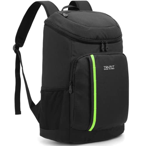 TOURIT Kühlrucksack Leichter Rucksack 28L mit Flaschenöffner Hält 30 Dosen Schwarz