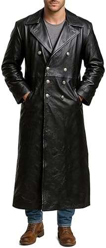 TruClothing Womens Real Leather Trench Coat Mac Classic 3/4 Long