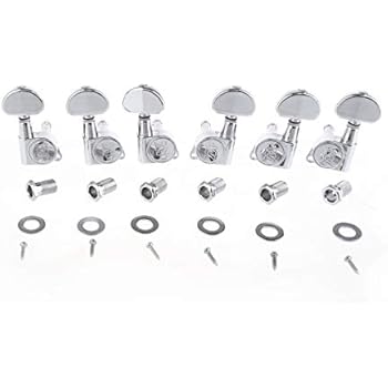 Wilkinson 3R3L E-Z-LOK Guitar Tuners Machine Heads Tuning Pegs Keys Set for Electric or Acoustic Guitar, Chrome