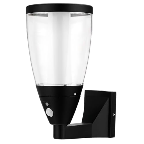 REV LUMUS 160 - Lámpara de pared solar, luz exterior con sensor de movimiento, foco LED exterior, 200 lm, 3000 K, 2 W, IP65, negro