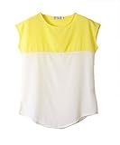 Women's Big Yards Chiffon Color Stitching Loose Short Sleeves T-shirt