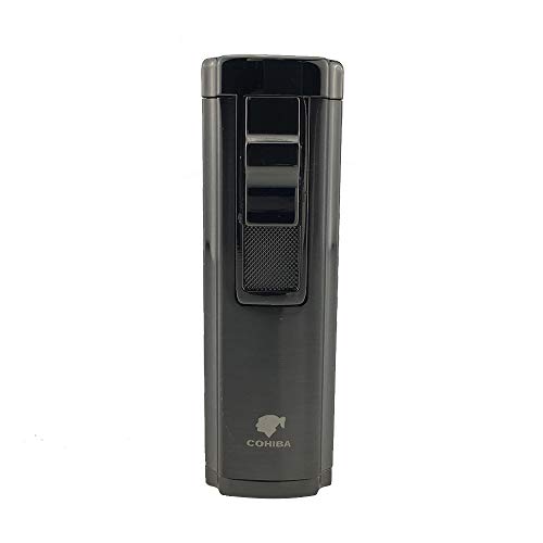 Cohiba Cigar Cutter and Lighter Set 3 Torch Jet Flame with Punch Lighters Windproof Butane Refillable Inflatable Guillotine Stainless Steel Double Blade - Thumbnail 3