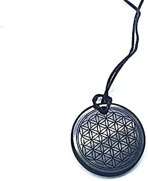 Chrygema – Natural Shungite Stone 100% Russia (Flower of Life Pendant 30 mm)