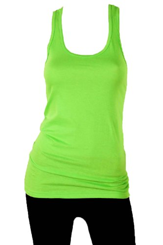 Sofra Women's 100% Cotton Racerback Tank Top-Small-Lime Green