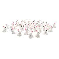 Easy 99 Mini Animals Miniature Figurines Fairy Garden Miniature Moss Landscape DIY Terrarium Crafts Ornament Accessories for Home Décor (Rabbit, Pack of 50)