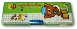Hard Shell Pencil Case with Built in Sharpener Green