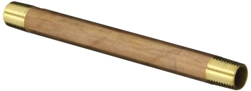 Anderson Metals 38300 Lead Free Red Brass Pipe Fitting, Nipple, 1/4" x 1/4" NPT Male, 5-1/2" Length