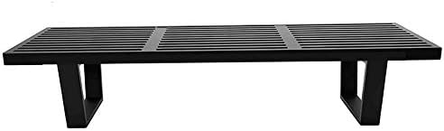 MLF George Nelson Platform Bench, Wooden Entryway Bench, 6 Feet in Black Painted Ash Wood. (3 Plate)