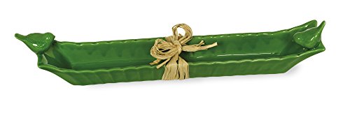 Boston International Bird Ceramic Cracker Boat, Emerald