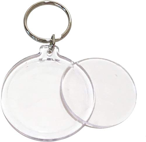 DIY Keychain – Acrylic Clear Picture Keychains 1.97 x 1.3 inch Rectangle and 1.77 inch Round Personalized Custom Photo Insert Bulk Pack Blank Frame Keychains Keyring(50 Pieces) (Transparent)