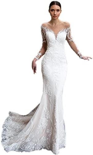 Wedding Dress Women's Formal Lace Bodycon Maxi Prom Dress Mermaid Evening  Gown Elegant Bride Dress Backless V-neck,White,L/US(8) price in UAE |  Amazon UAE | kanbkam